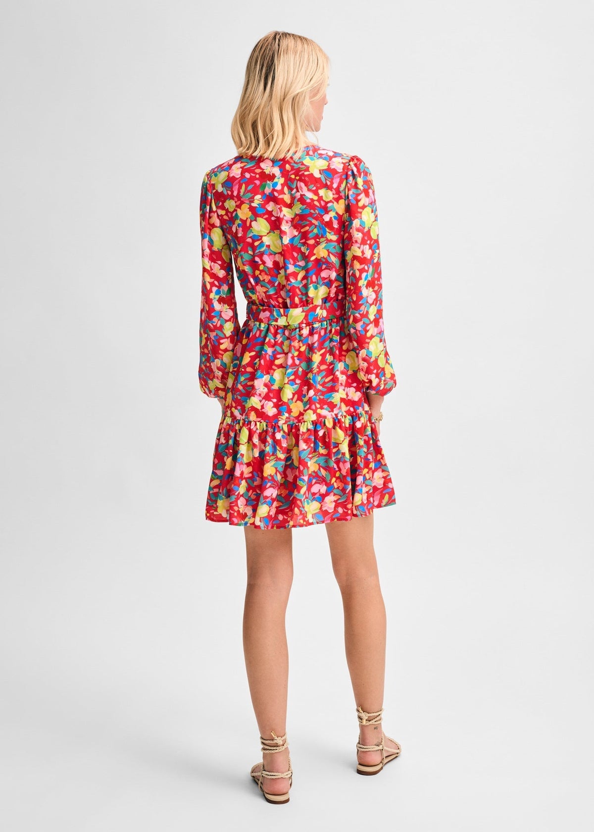 Puff Sleeve Swingy Belted Dress