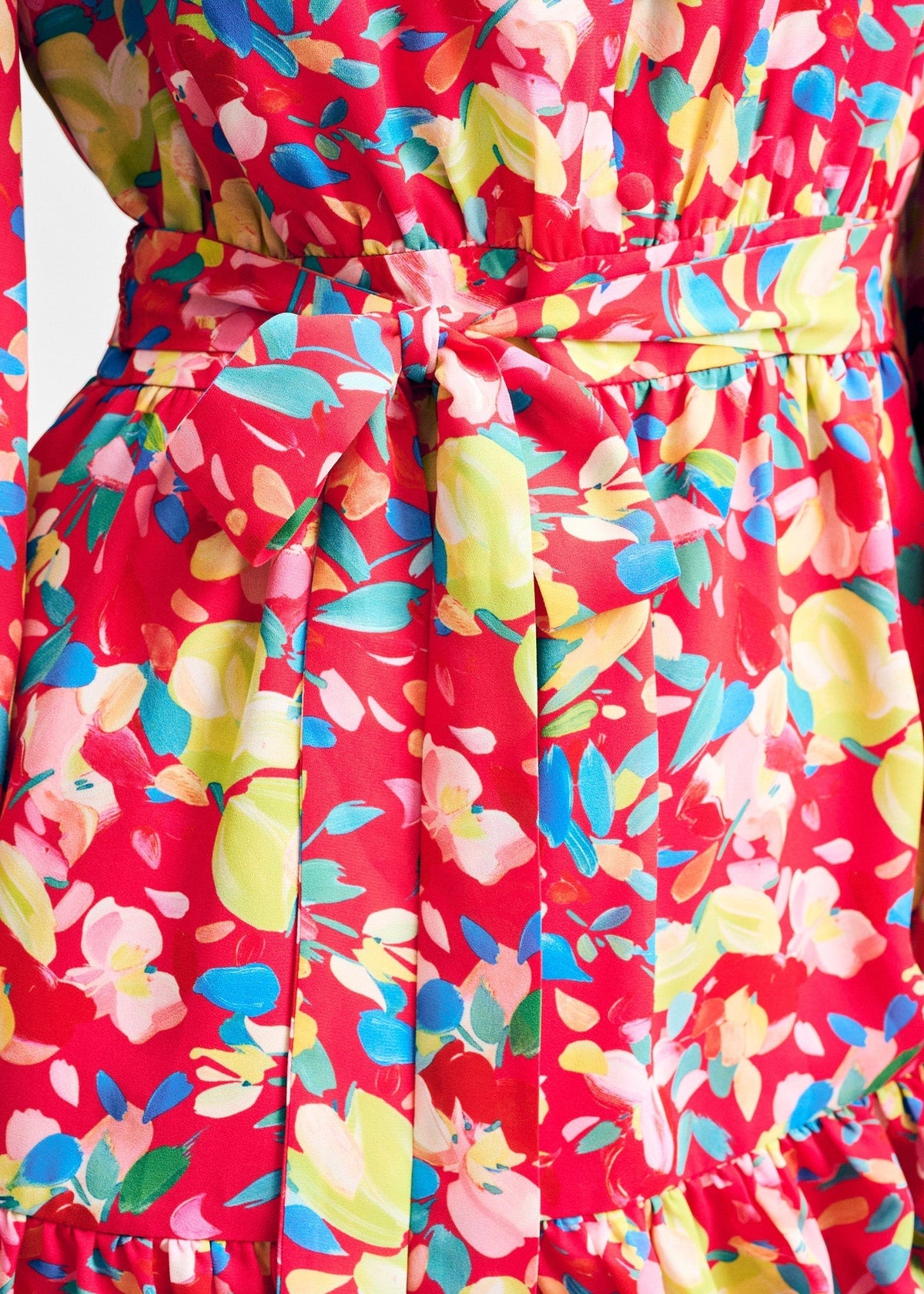 Puff Sleeve Swingy Belted Dress
