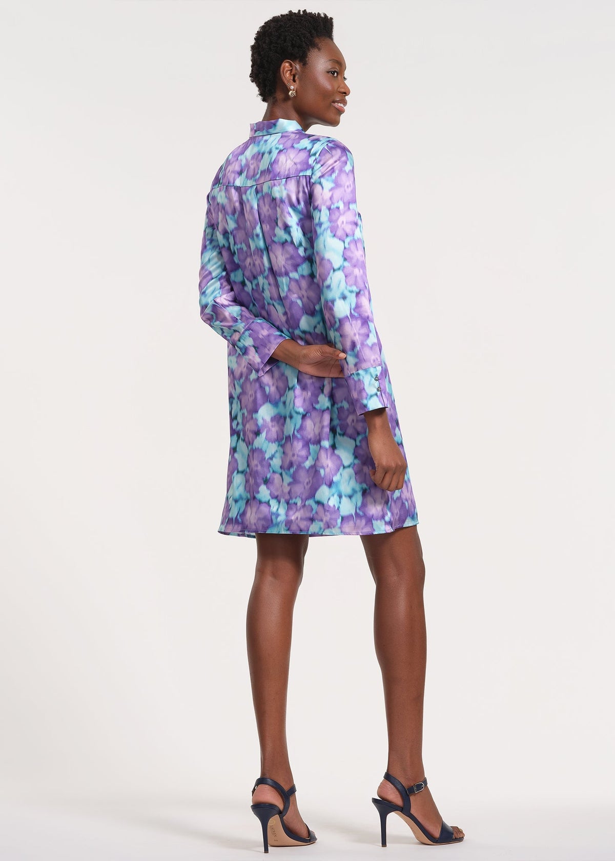 Long Sleeve Tie Neck Mini Dress