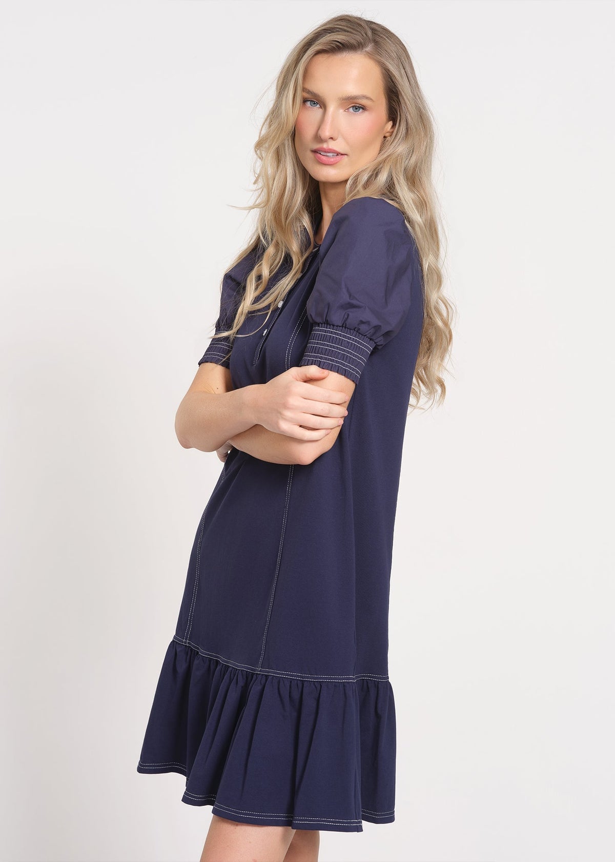 Short Sleeve Drop Waist Dress